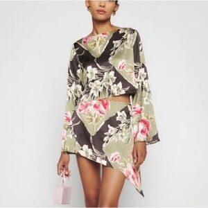 Reformation Anaya Asymmetrical Silk Skirt